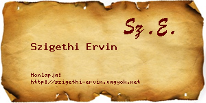 Szigethi Ervin névjegykártya